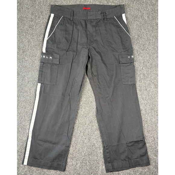 Tesla Motors Mens Black Cargo Uniform Pants Reflective 40x30 TSLA8412R